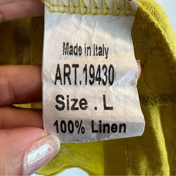 Valentina Naldi Yellow Floral Italian Linen Bell Sleeve Blouse Top Size:L - Picture 7 of 10